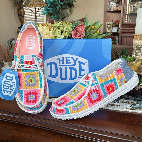 Hey Dude Shoes - Hey Dude Women's Multi-Color Crochet Slip-On Shoes